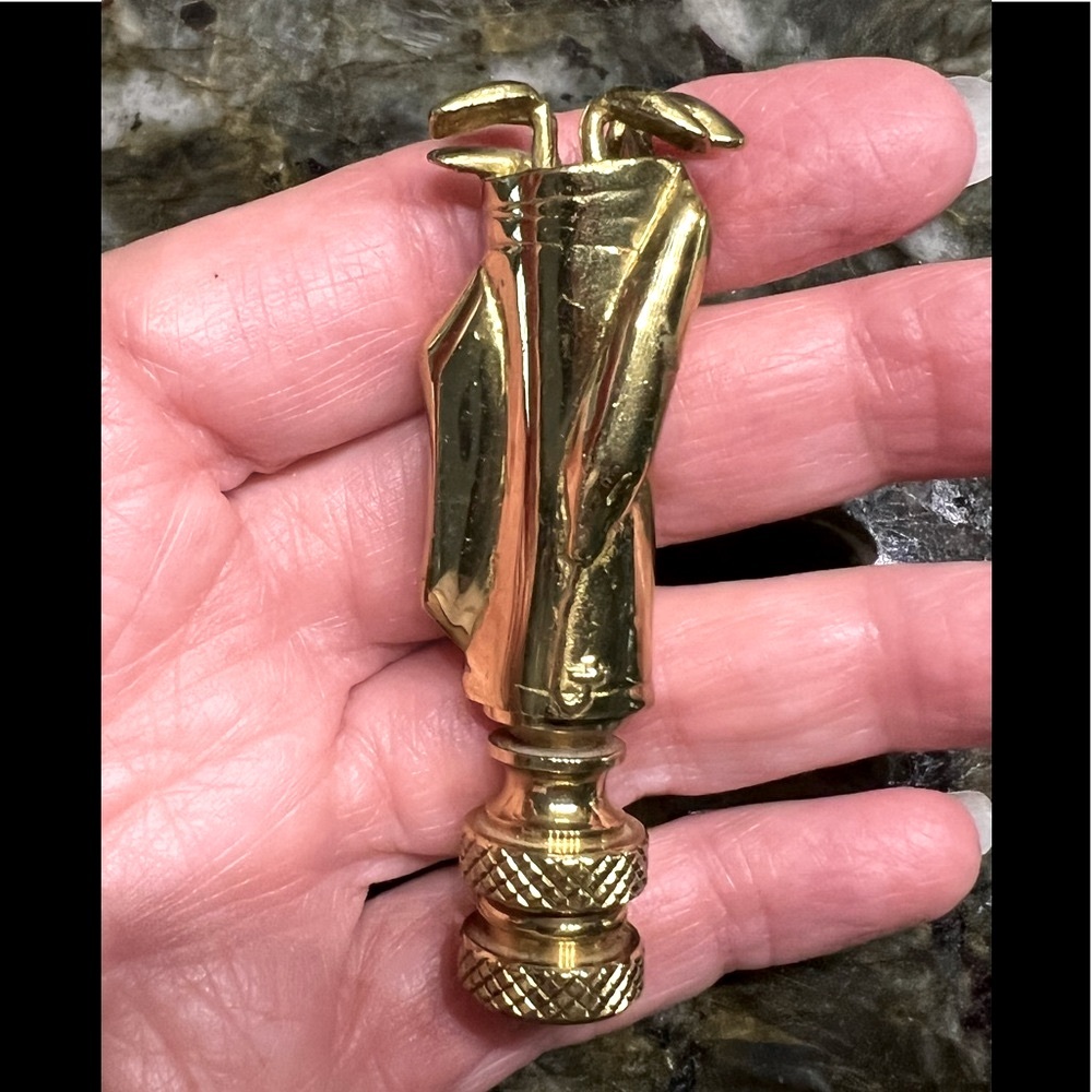 Brass Finial Golf Bag with Clubs